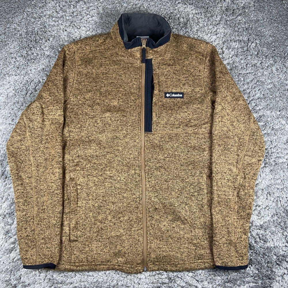 Columbia Sweater Weather Fleece Full Zip Jacket Men M Brown Knit Full Zip Winter